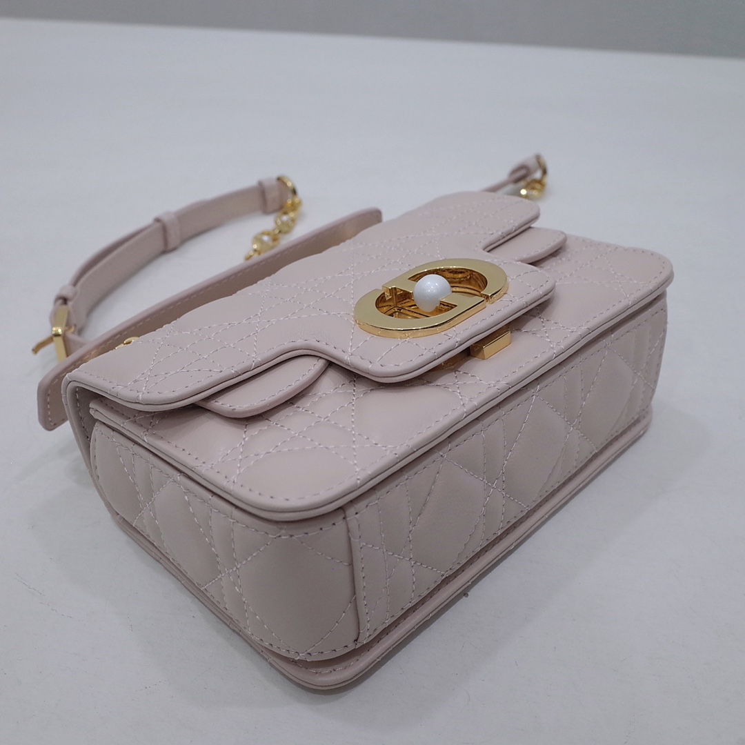 Mini Dior Jolie Top Handle Bag Powder Beige Cannage Calfskin